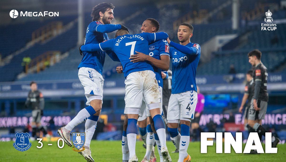 Gol de Yerry Mina y doble asistencia de James en la victoria del Everton por FA Cup