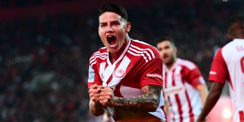 Llegó el primer gol de James Rodríguez con Olympiacos