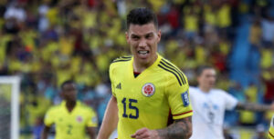 Celebración Matheus Uribe gol Colombia Uruguay