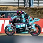 David Alonso compite en el circuito de Mugello durante el Gran Premio de Italia de Moto2.