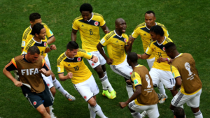 Jugadores de la Selección Colombia celebrando uno de los goles ante Grecia en el Mundial de Brasil 2014.